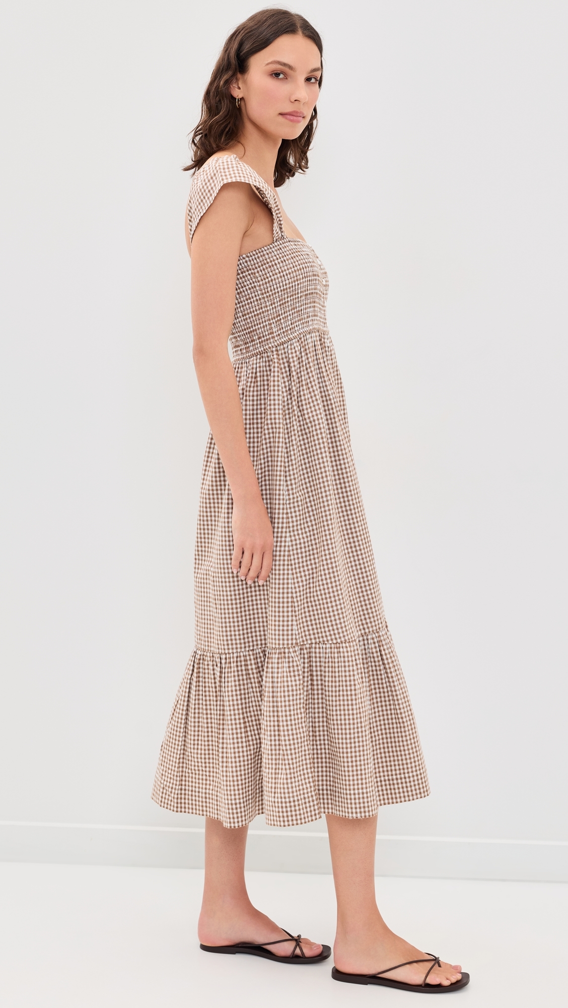 Celine Gingham Dress Mocha Mini Gingham