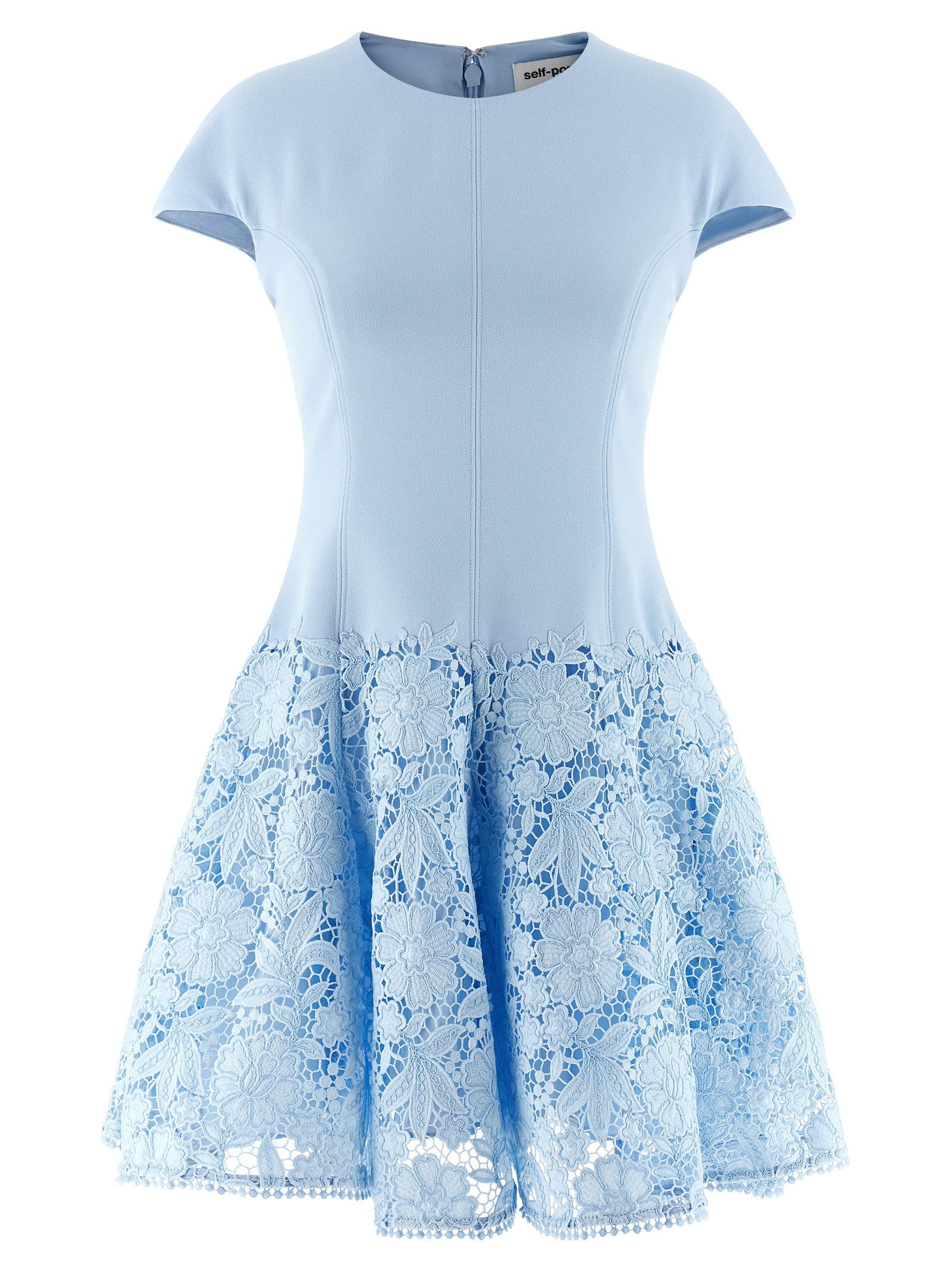 Blue Crepe Lace Dress