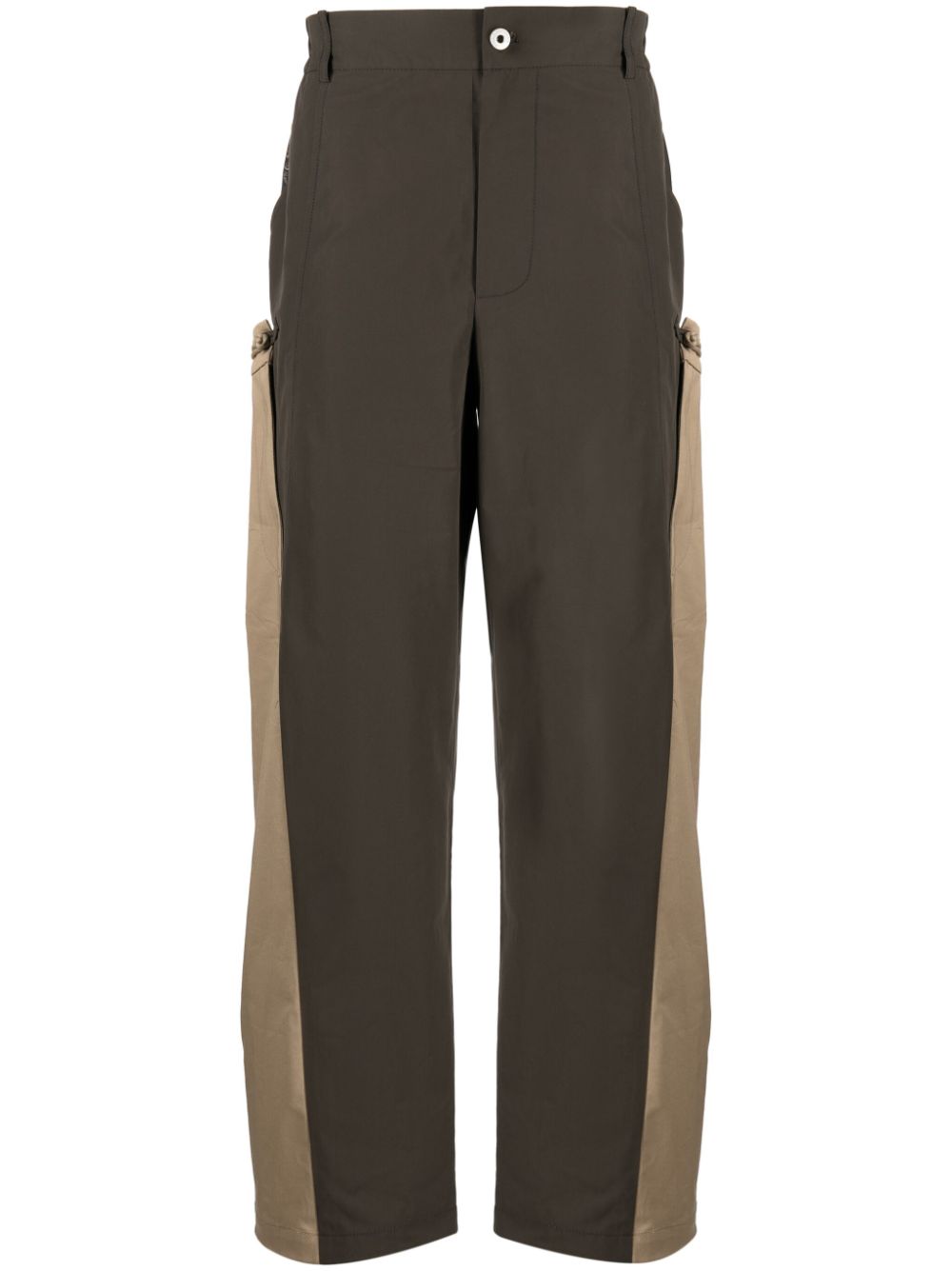 Two-tone straight-leg trousers - Green