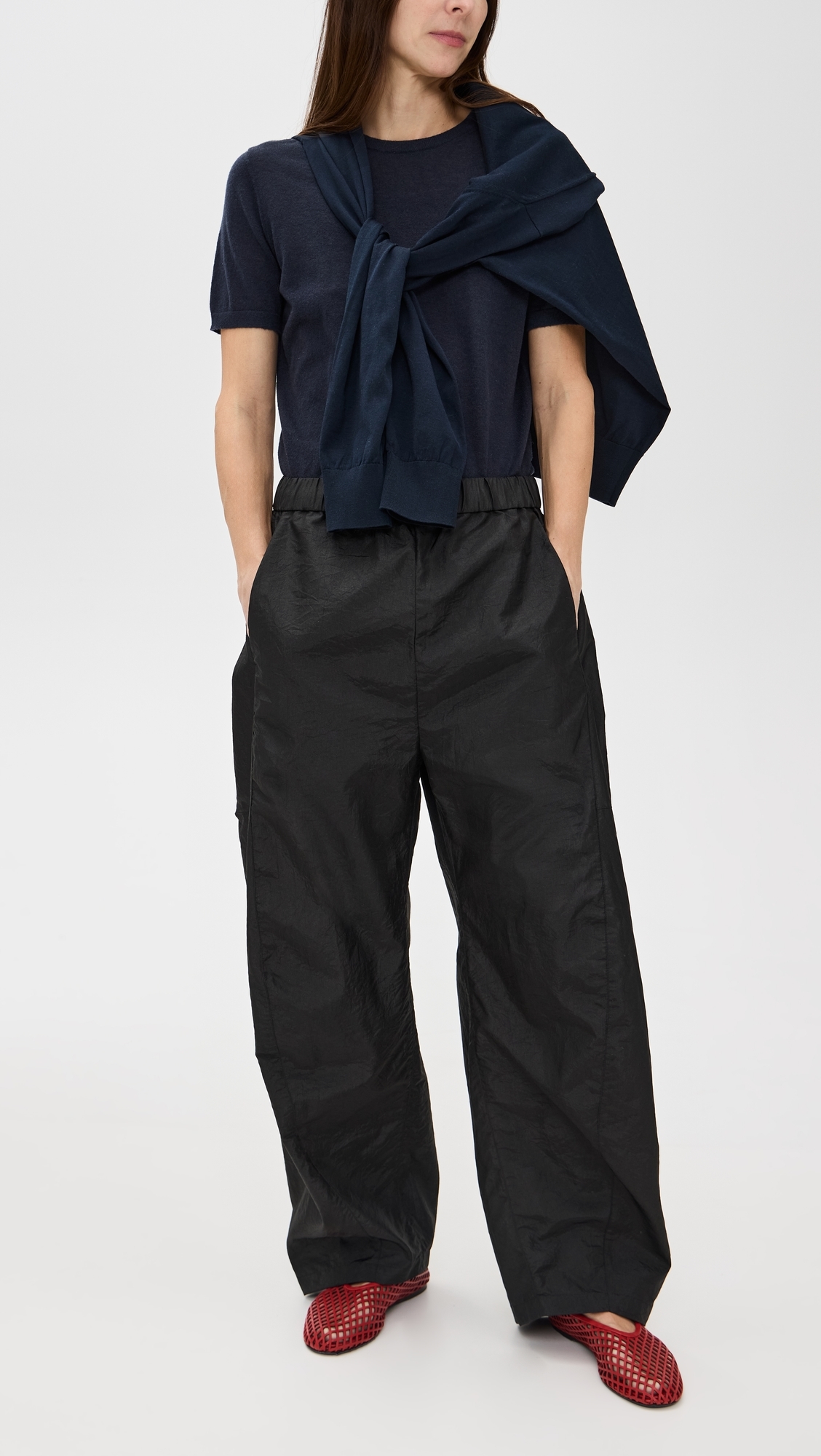 Petite Crispy Nylon Winslow Pants Black