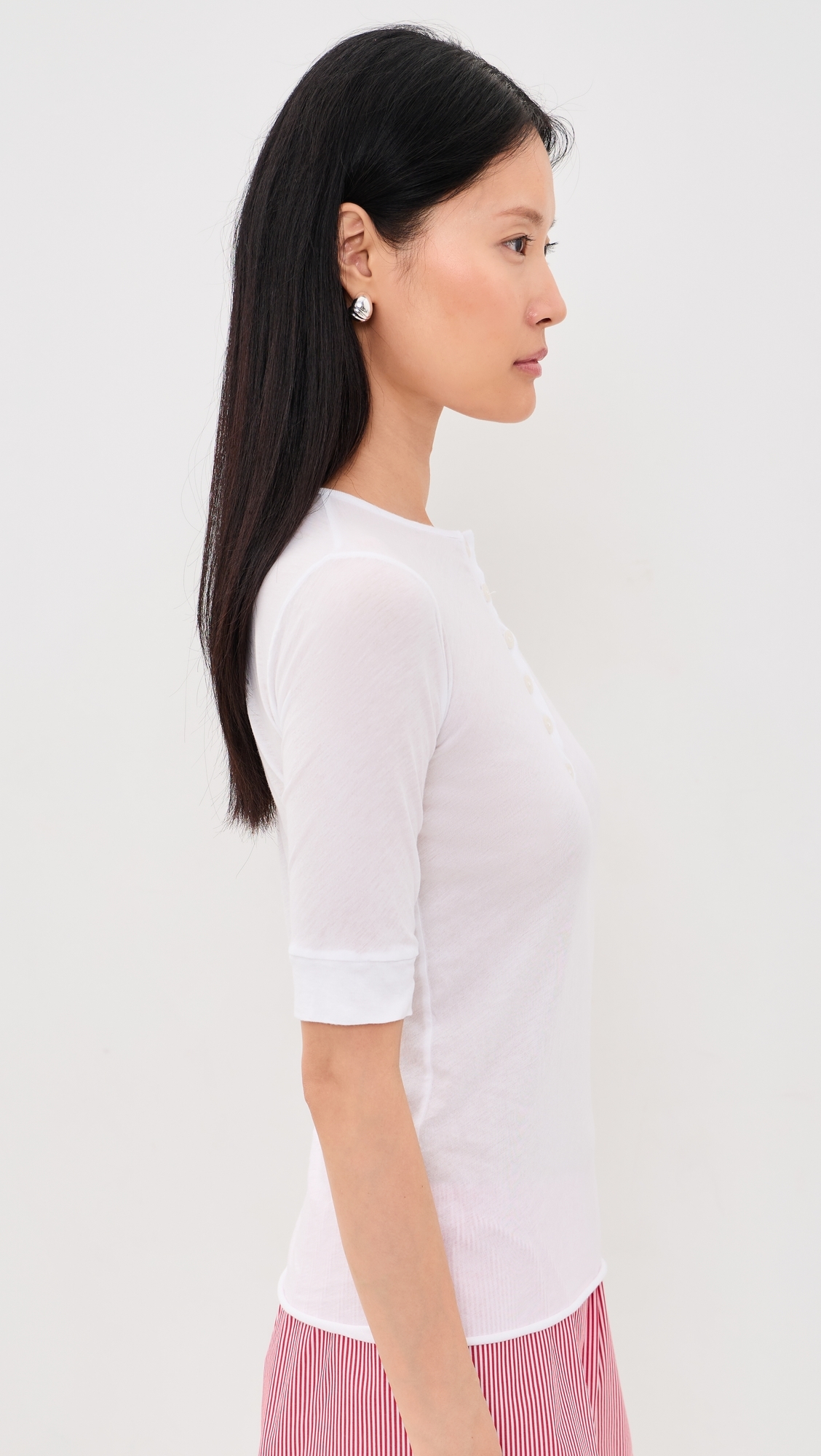 Gaia Tissue Cotton Henley Top White