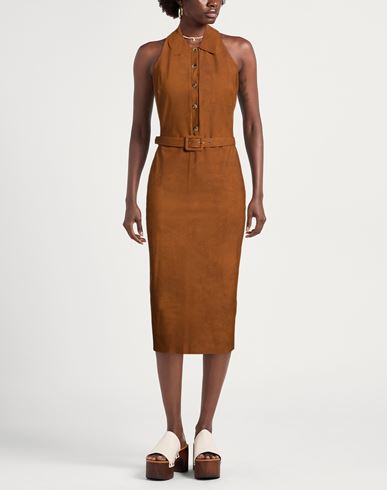 Woman Midi dress Brown Size 6 Polyamide, Elastane