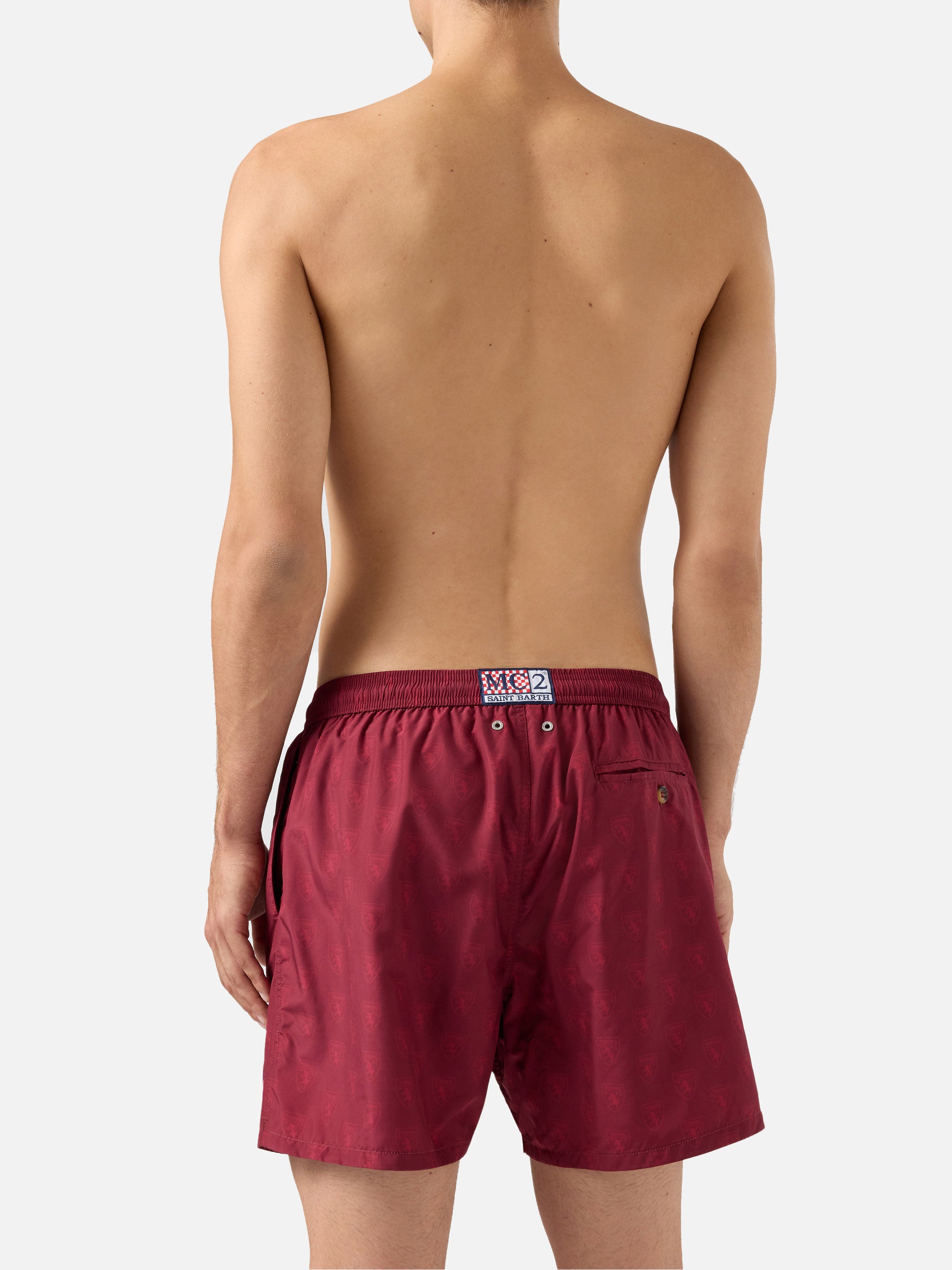 Lightweight Fabric Swim Shorts Lighting With Torino Print Fc Special Edition Bordeaux Swimshort - Men