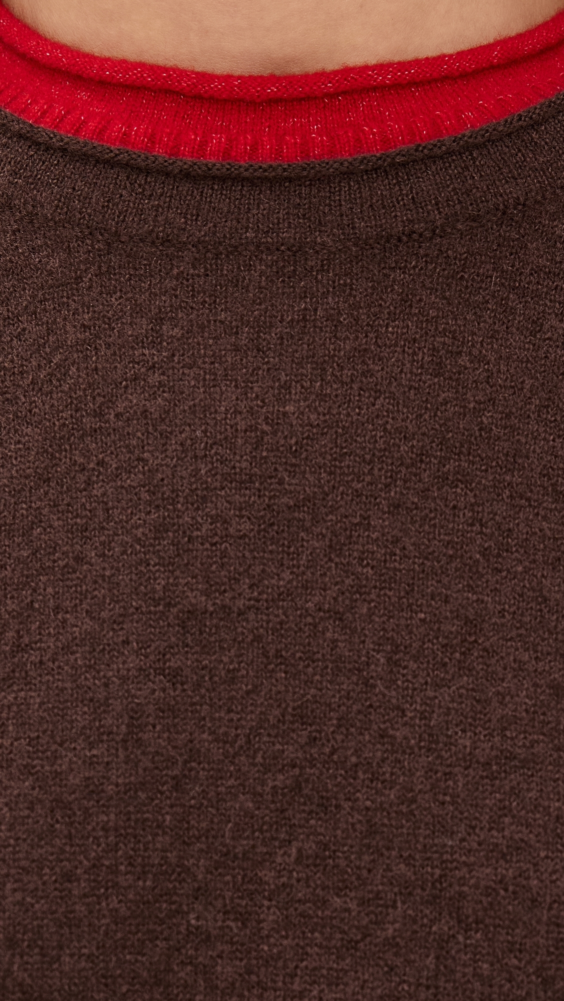 Rolled Neck Cashmere Sweater Chocolate/Tomato