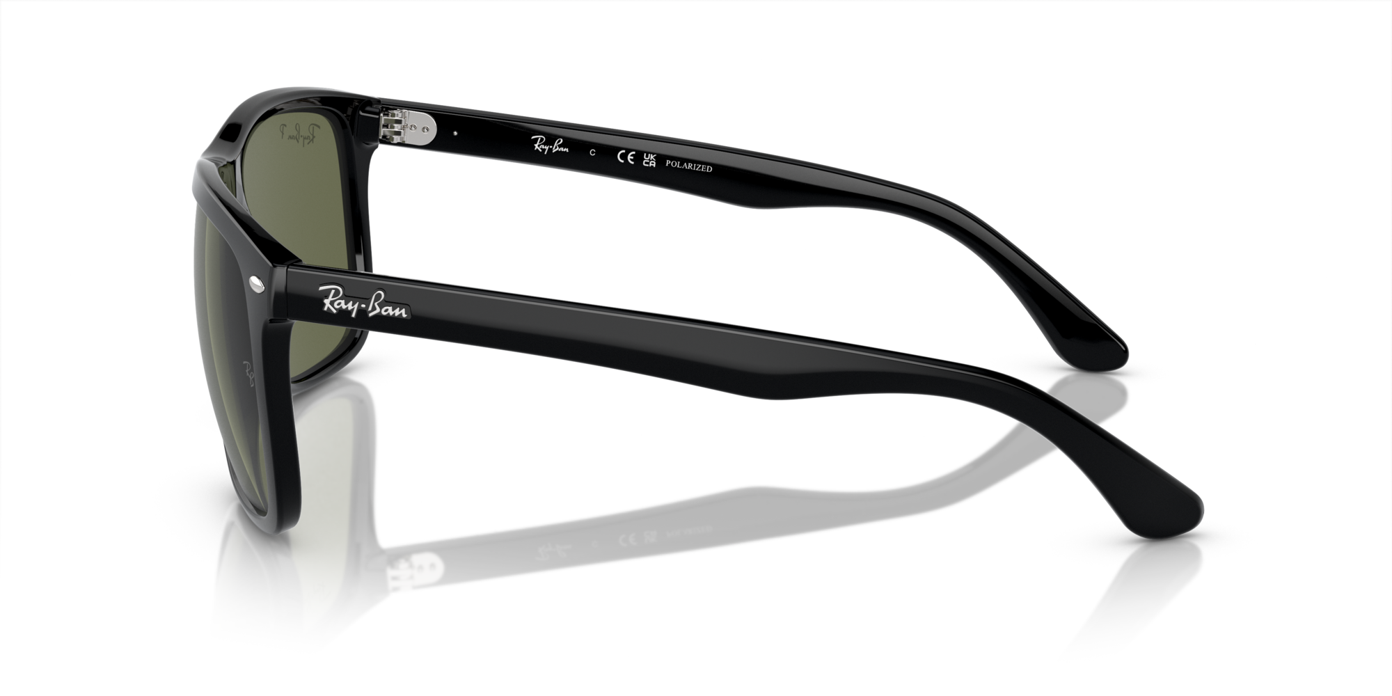 Ray - Ban Unisex Ray - Ban RB4547 BOYFRIEND TWO 601/58 Sunglasses Injected Black Green Squared Polarized