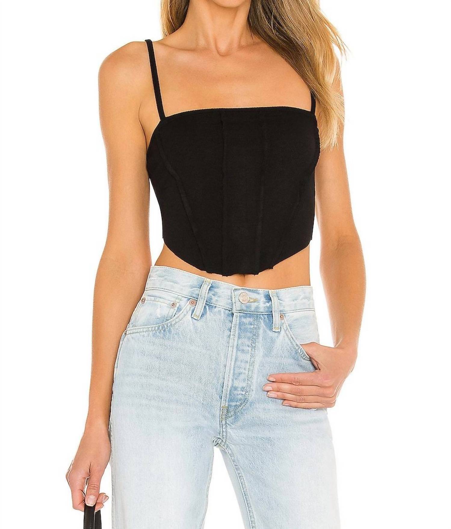 Amalfi Raw-Cut Hem Crop Top In Black