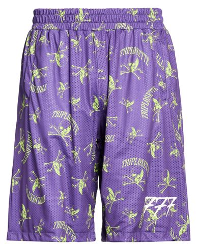 Man Shorts & Bermuda Shorts Purple Size L Polyester