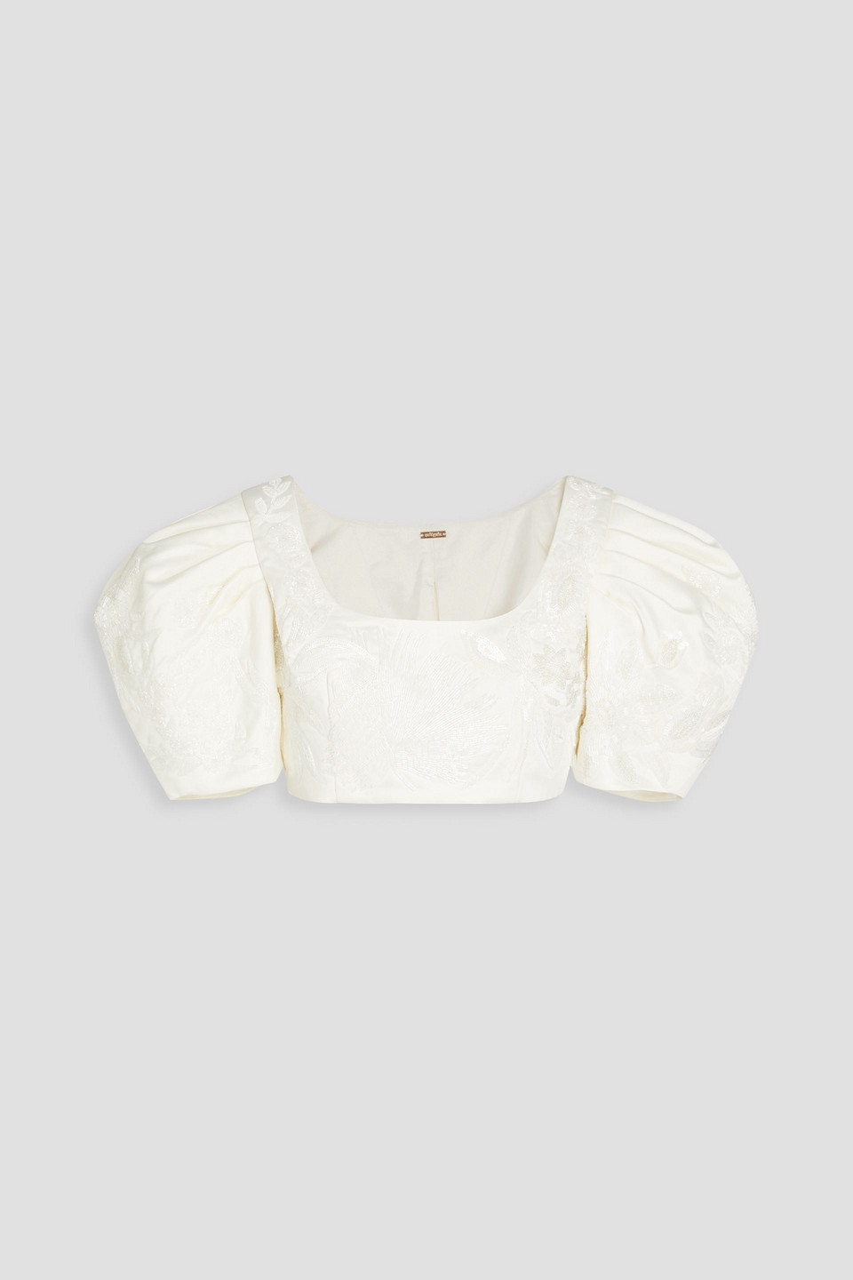Sinai cropped embellished duchesse-satin top