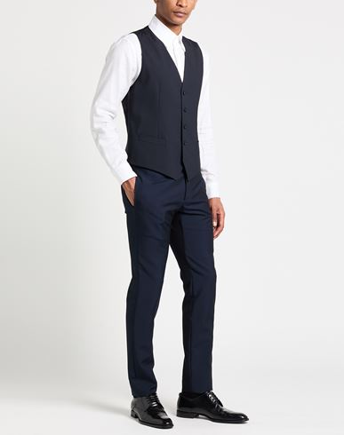 Man Tailored Vest Navy Size 38 Virgin Wool, Silk