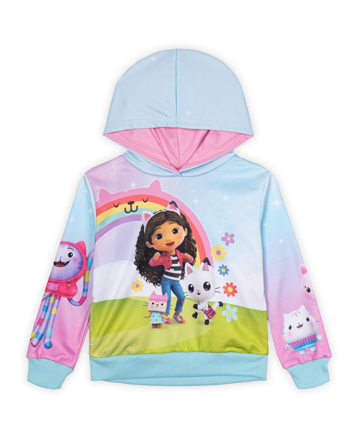 Girls'(5-12) Fleece Pullover Hoodie - Blue pink gradient