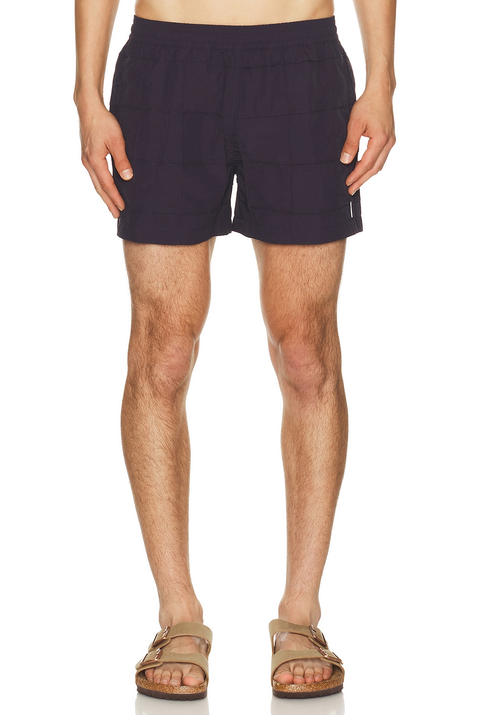 AUTO-REPLY 4 Grid Pintuck Sebastian Swim Trunk in Grid Storm - Navy. S also in M, L, XL/1X