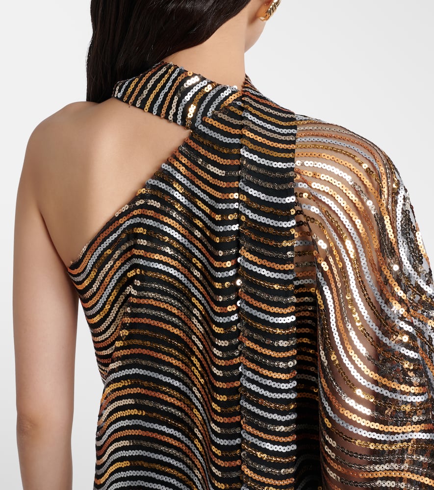 Glaum one-shoulder sequined gown