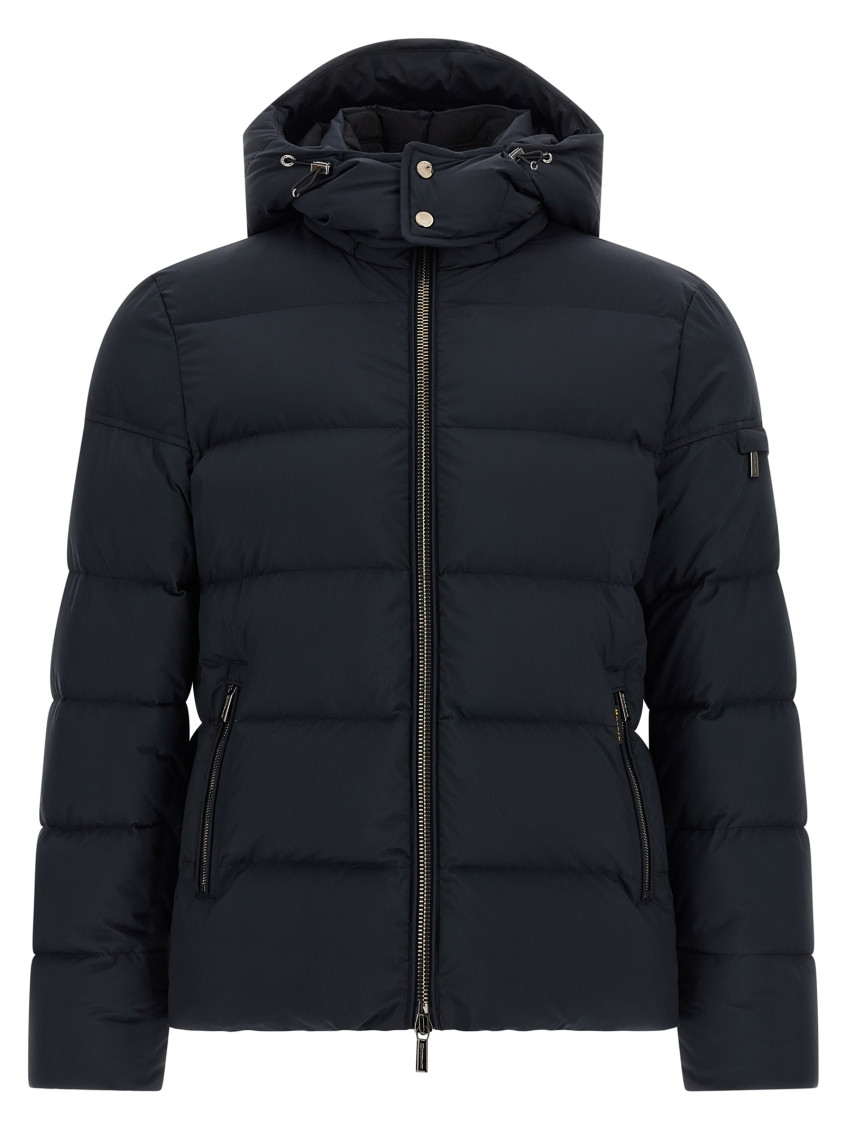 Moorer - brett acqua line hooded quilted bomber