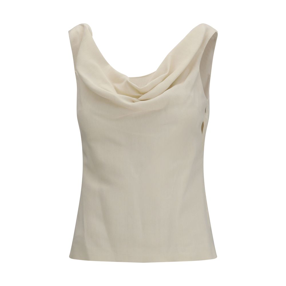 Viscose and Linen Blouse — Beige