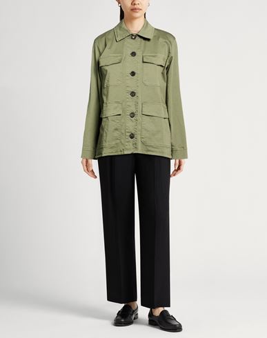Woman Jacket Military green Size S Cotton, Elastane