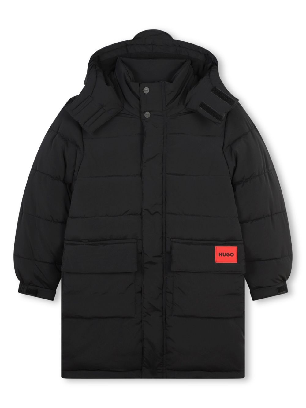 Quilted hooded coat - Black
