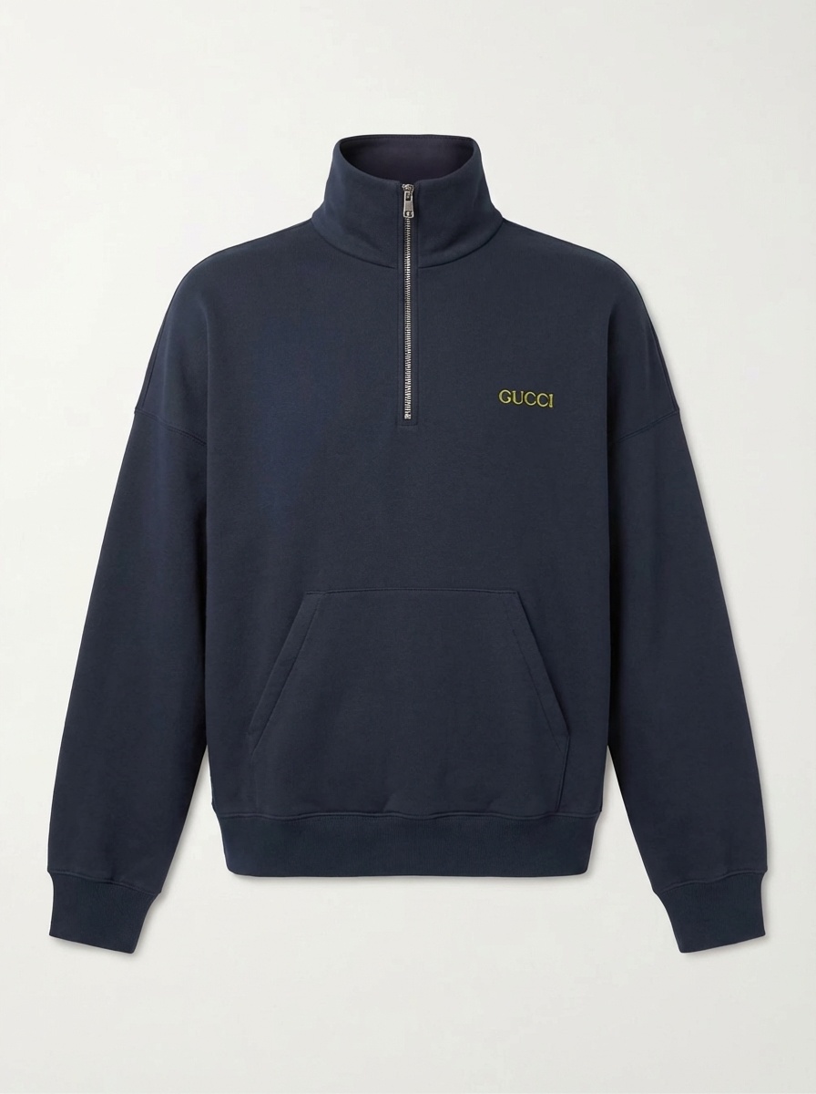 Jersey half-zip jacket with patch