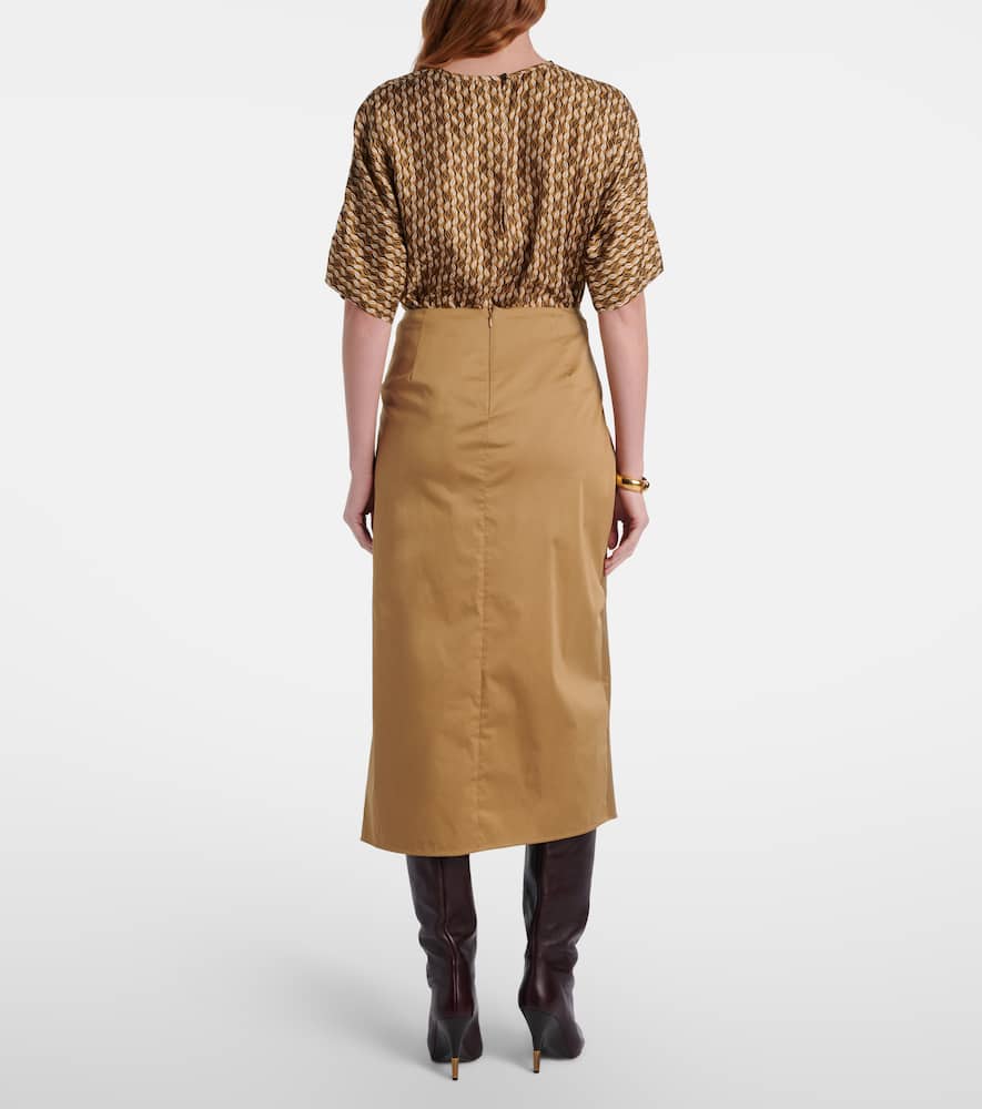Paggi cotton-blend satin midi skirt