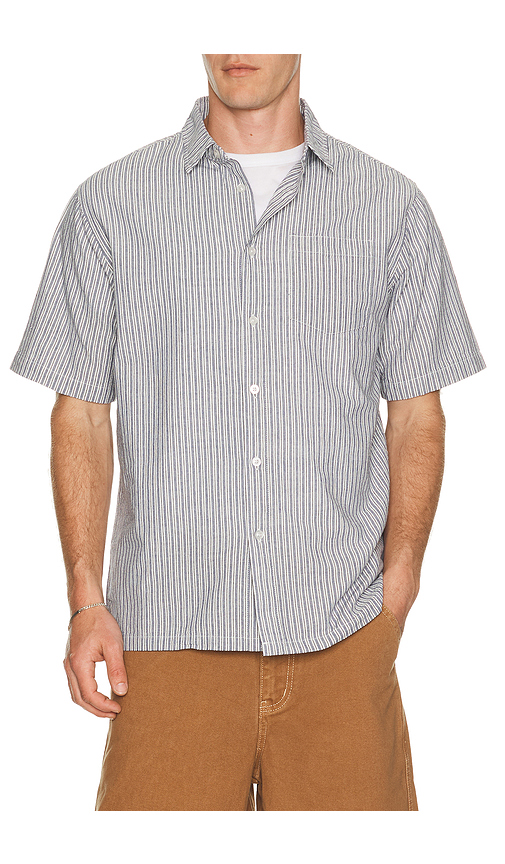 FORMER Reynolds Stripe Shirt in Bone & Navy. S also in M, L, XL/1X