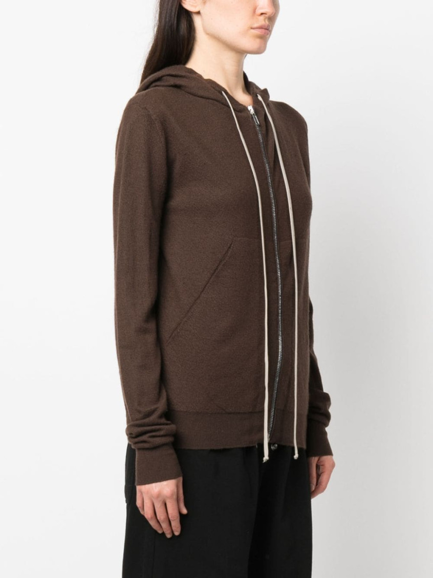Brown Zip-up Cashmere Hoodie