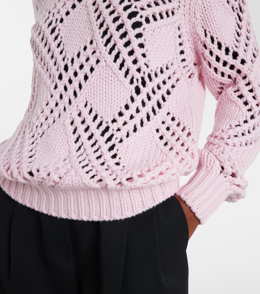 Lace-trimmed virgin wool sweater