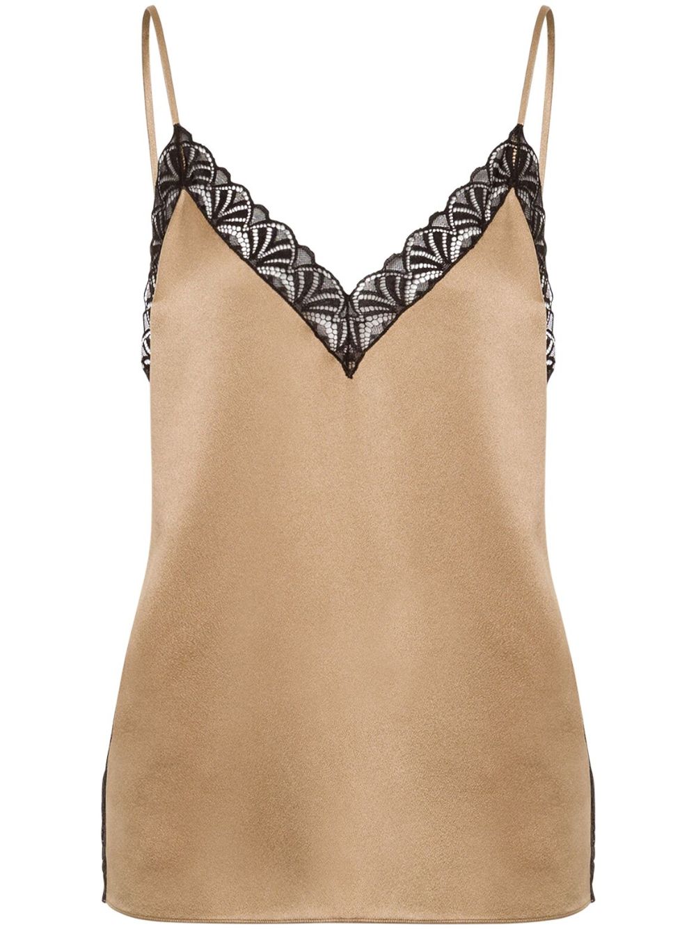 Lace-trim satin blouse - Neutrals