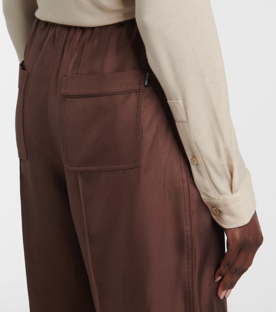 Silk twill wide-leg pants