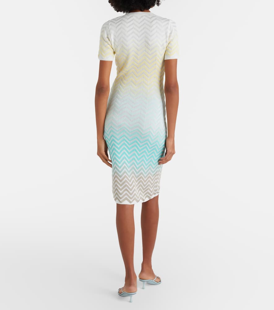 Zigzag knitted cotton-blend midi dress