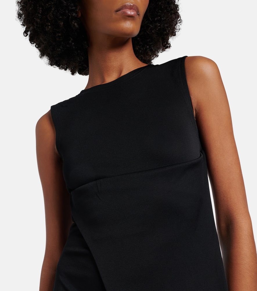 Tie-neck jersey midi dress