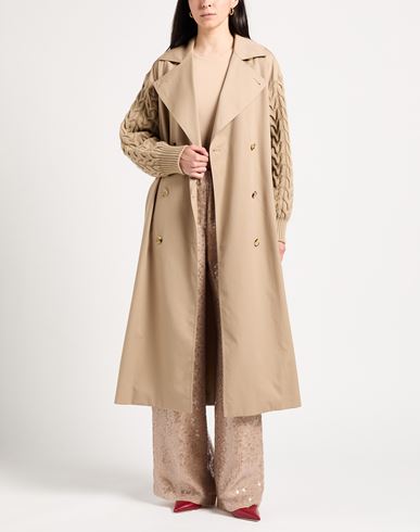 Woman Overcoat & Trench Coat Sand Size 2 Virgin Wool, Cotton, Polyamide, Elastane