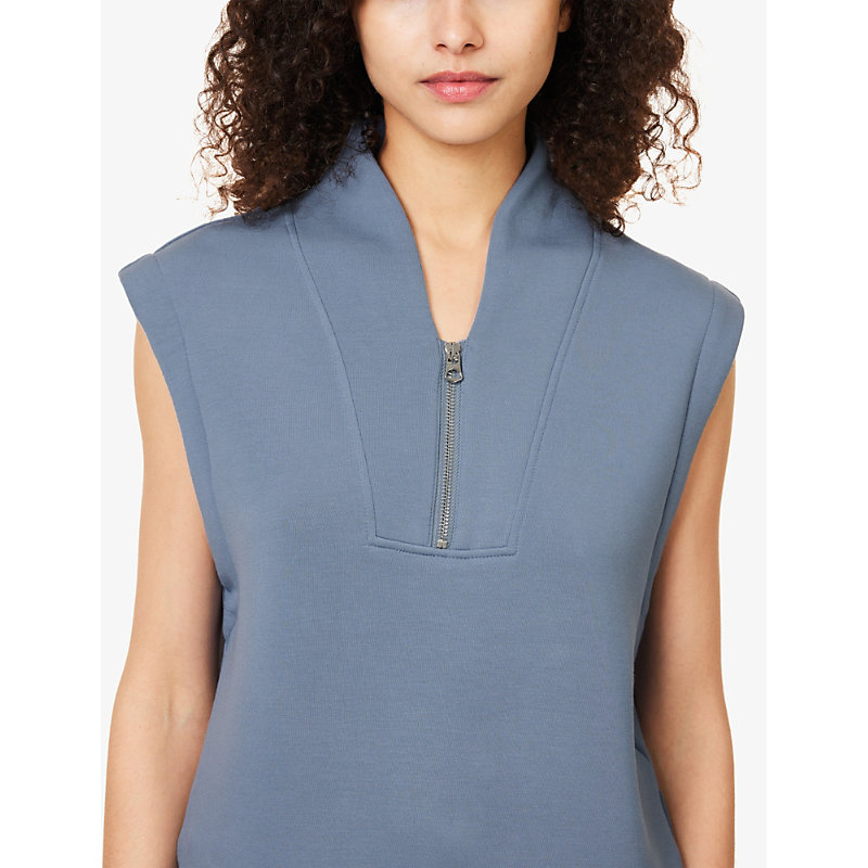 Womens Stone Blue Loretta Half-zip Stretch-jersey top XL