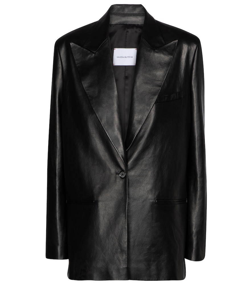 Single-breasted leather blazer
