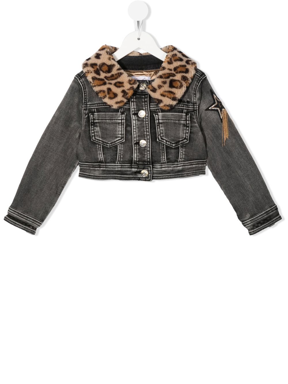 Detachable-collar denim jacket - Grey