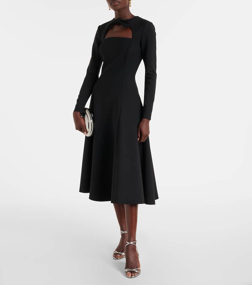 Cutout wool-blend cocktail dress