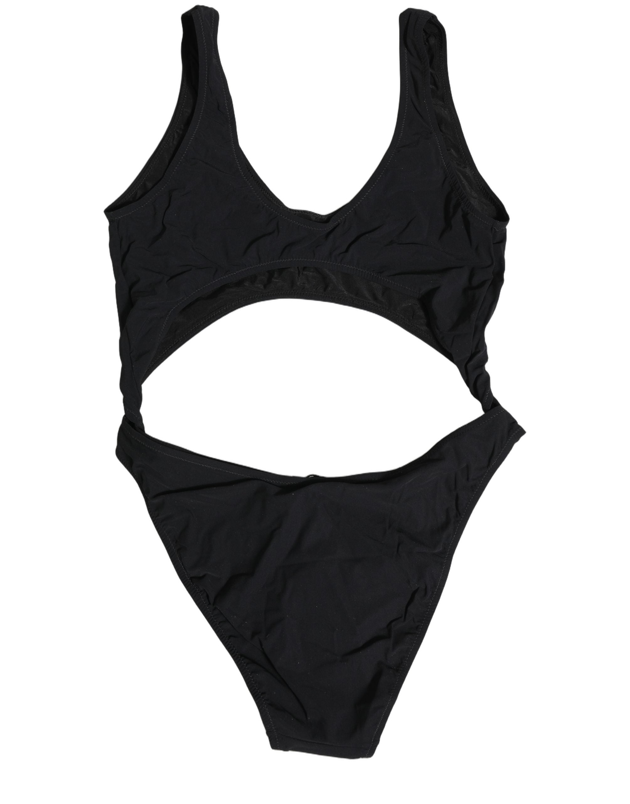 Cutout Logo One-Piece Swimsuit — Black