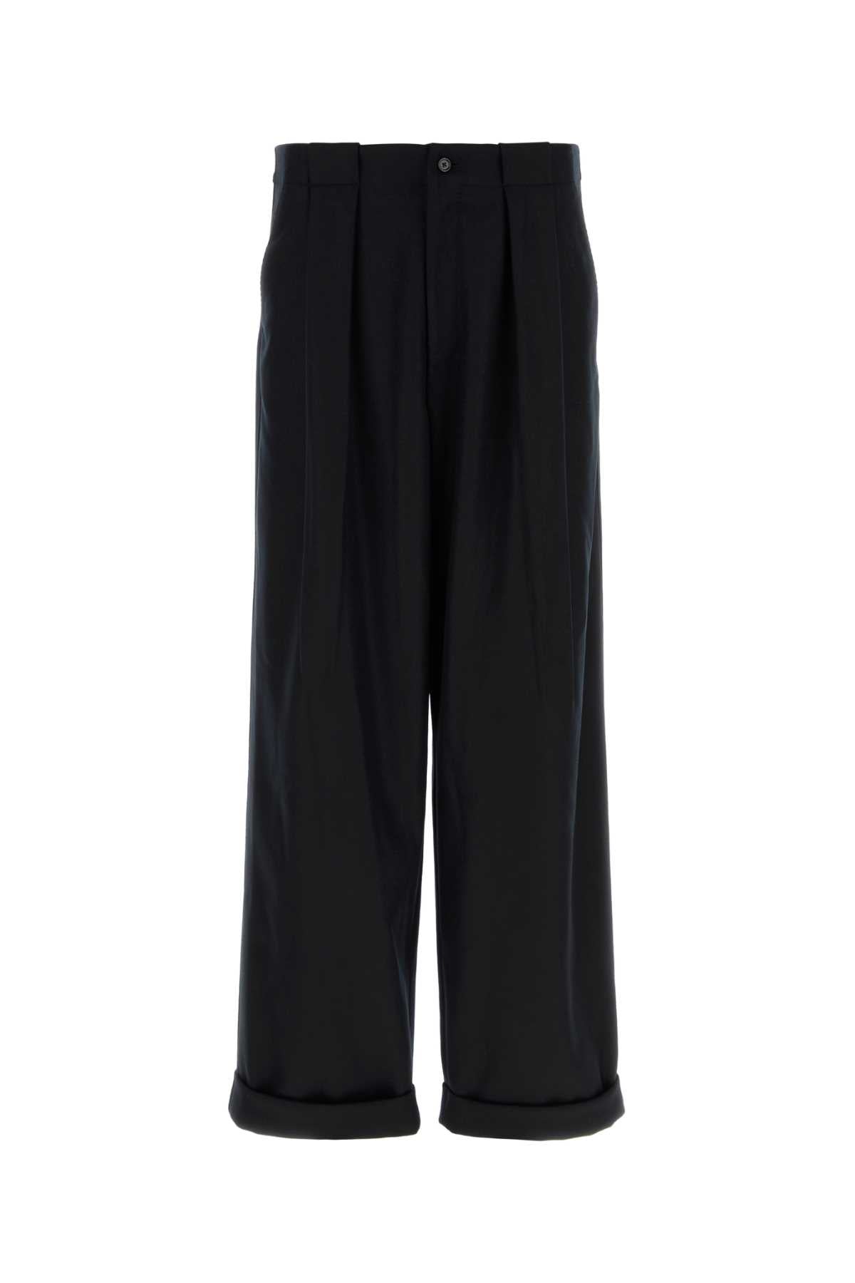Virgin Wool Wide-Leg Trousers — Black