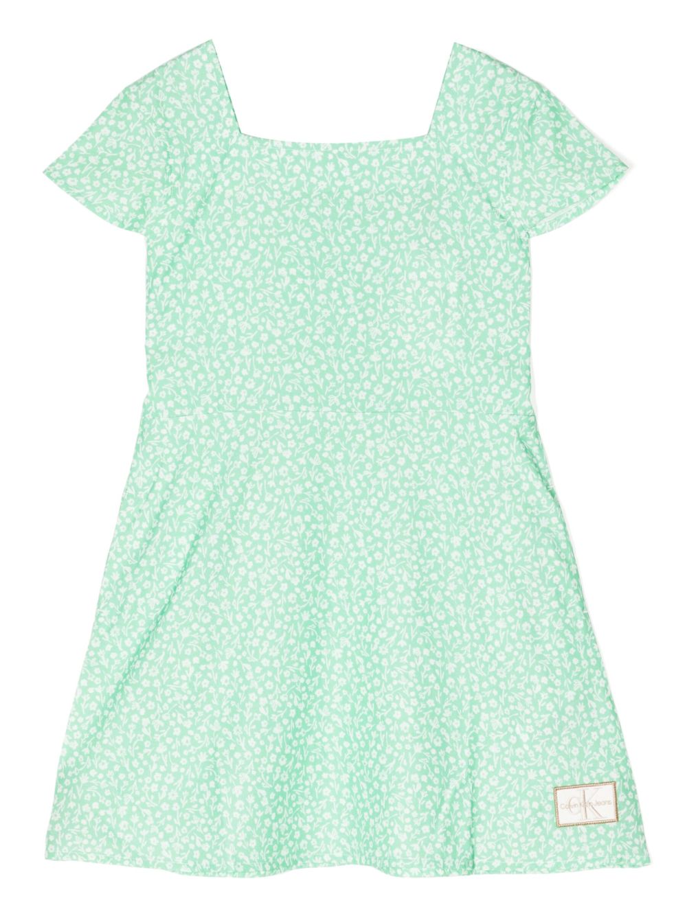 Logo-patch floral-print dress - Green