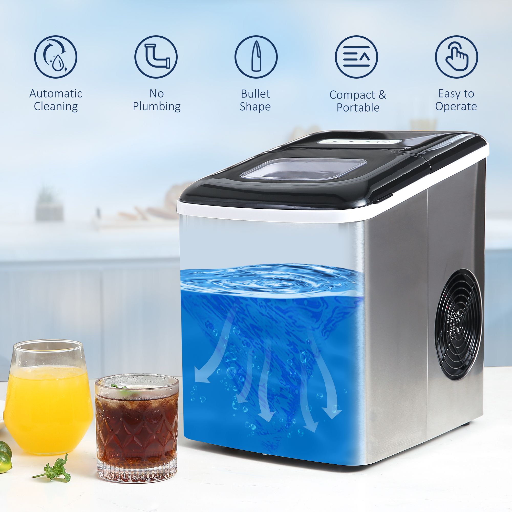 Ice Maker Machine Portable Counter Top Ice Cube Maker for Home
