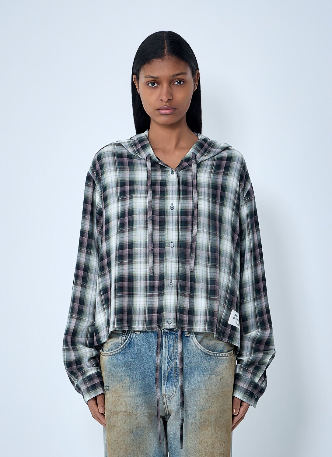 Hooded Check Shirt - Woman Shirts Green Fr