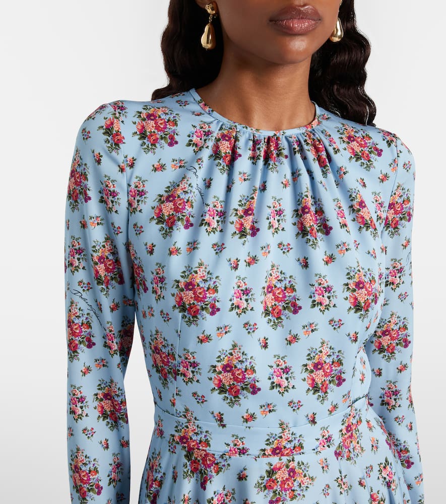 Floral silk-blend midi dress