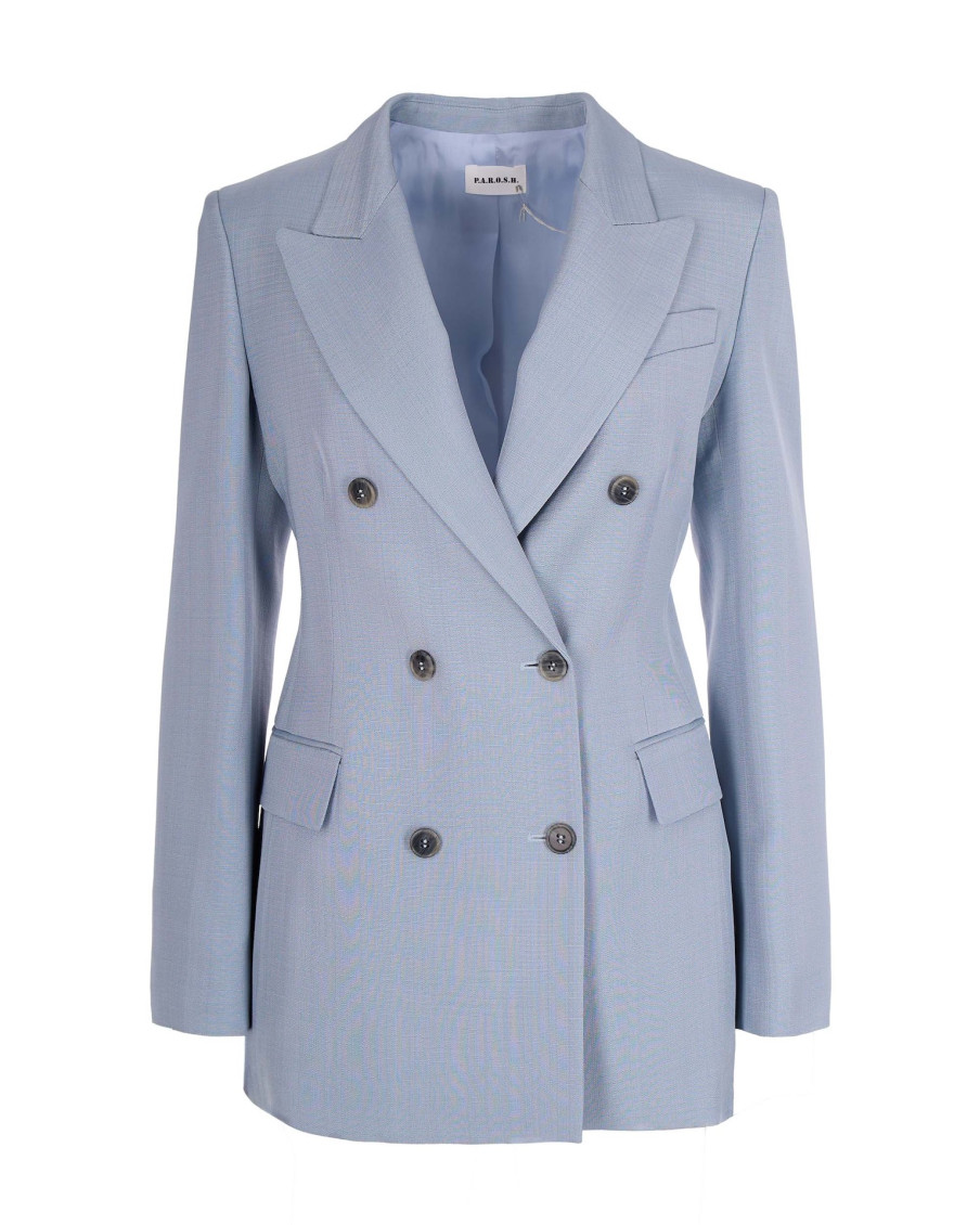 Light Blue Notched Lapel Blazer