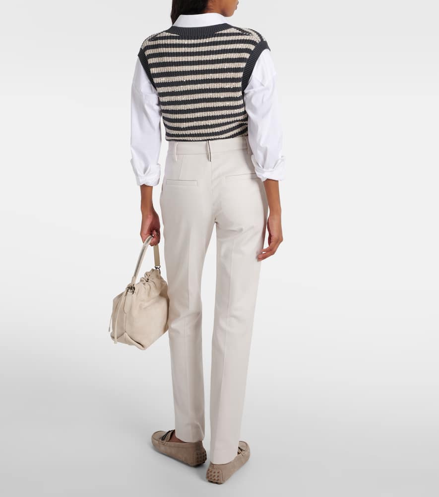 Cotton-blend slim pants