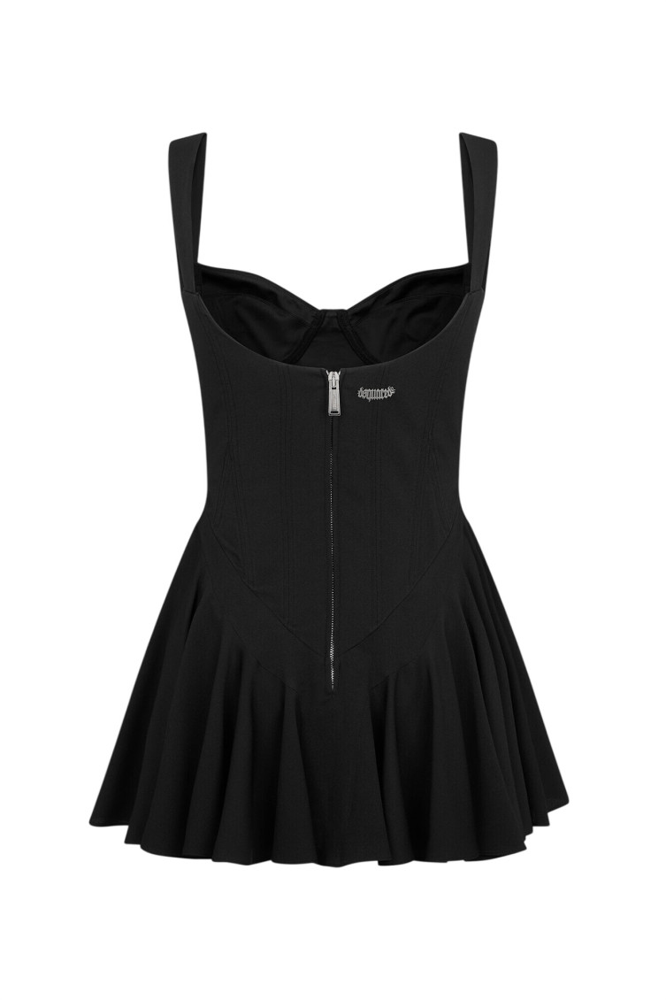 Black Sweet Heart Neck Mini Dress