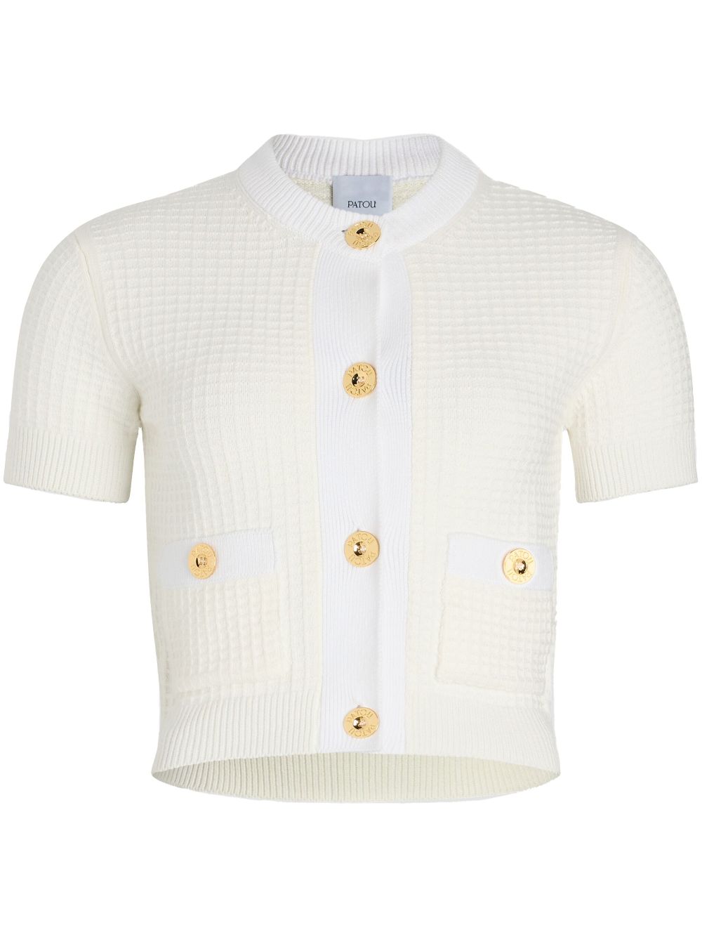 Cropped waffle-knit cardigan - White