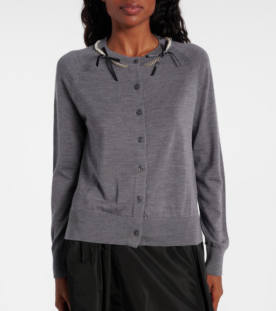 Embellished wool and silk cardigan