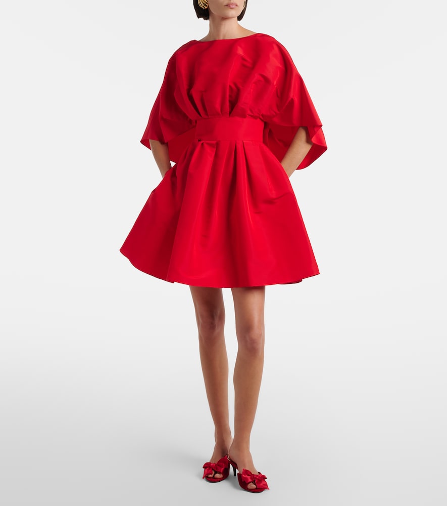 Fan gathered silk minidress