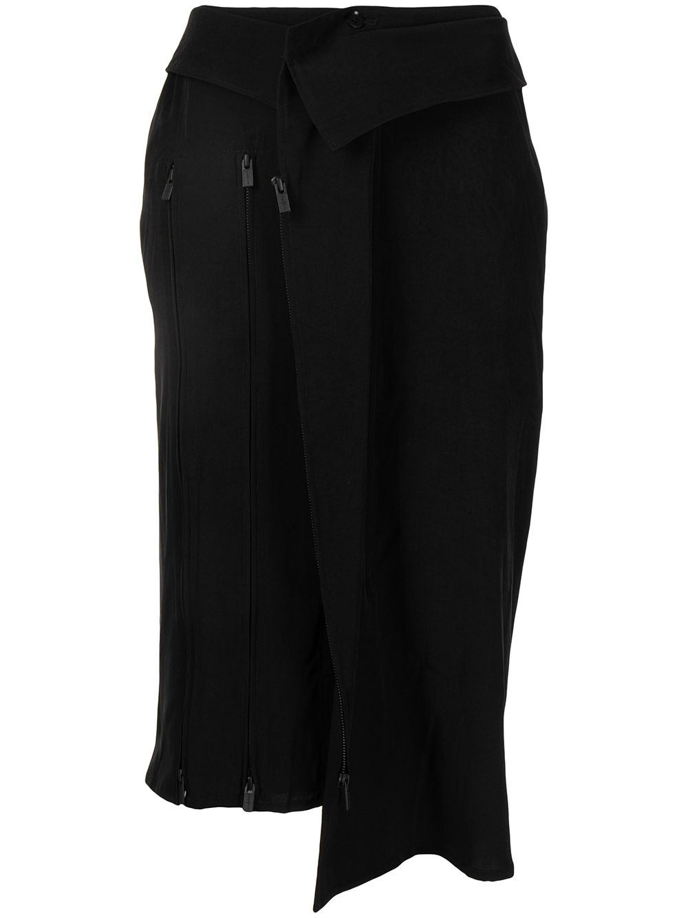 Asymmetric zip detail skirt - Black