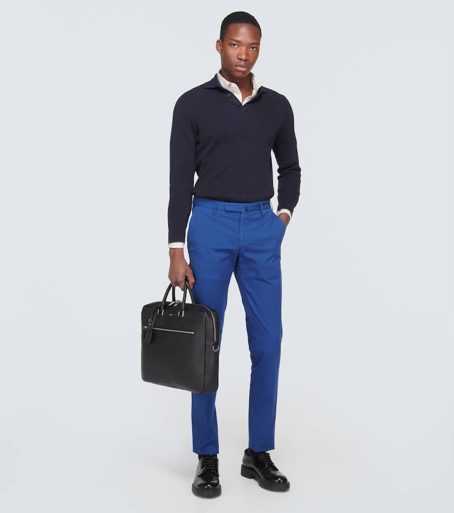 Cotton-blend slim pants