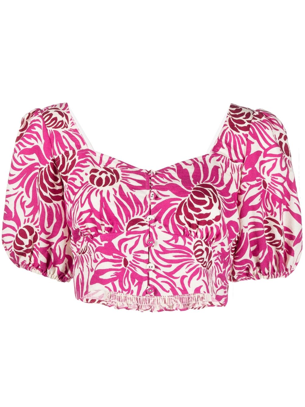 Floral-print short-sleeve top - Pink