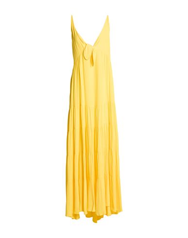 Woman Maxi dress Yellow Size 6 Rayon